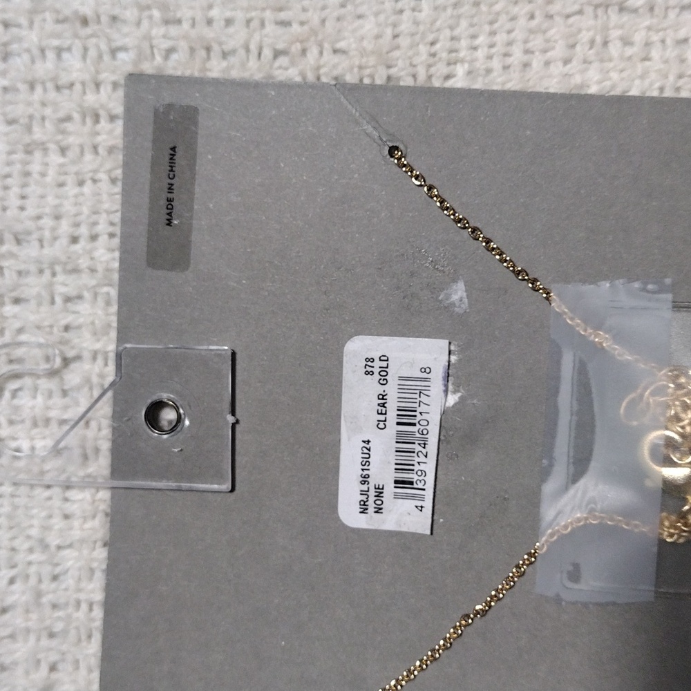 NWT Nordstrom Rack Gold Necklace with Clear Accents 15"+3" Extension - Picture 5 of 6